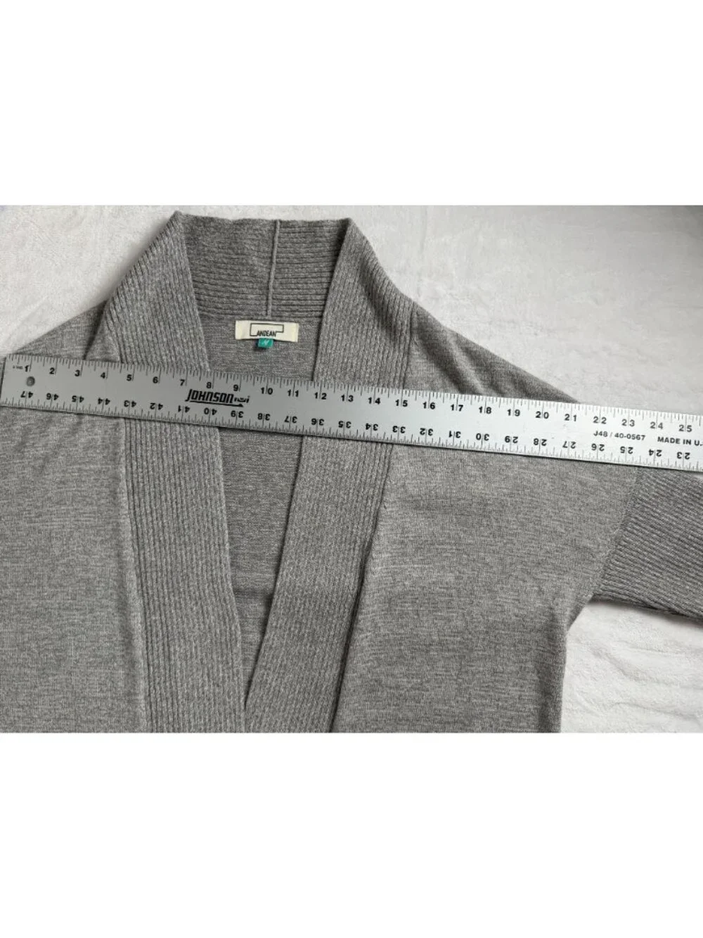 Andean Women's Gray Baby Alpaca Blend Open Front Duster Cardigan Sweater Medium